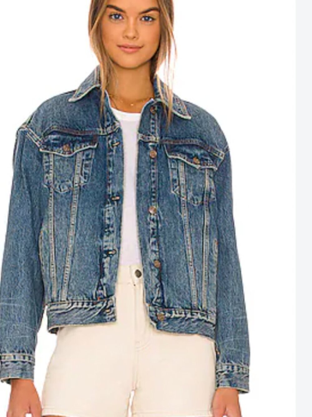 Free People Deep Sea Jolene Trucker Jean jacket